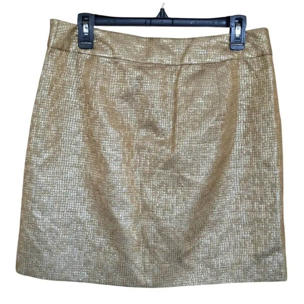 J. Crew Collection Gold Metallic Pleated Mini Skirt glam chic elegant bling